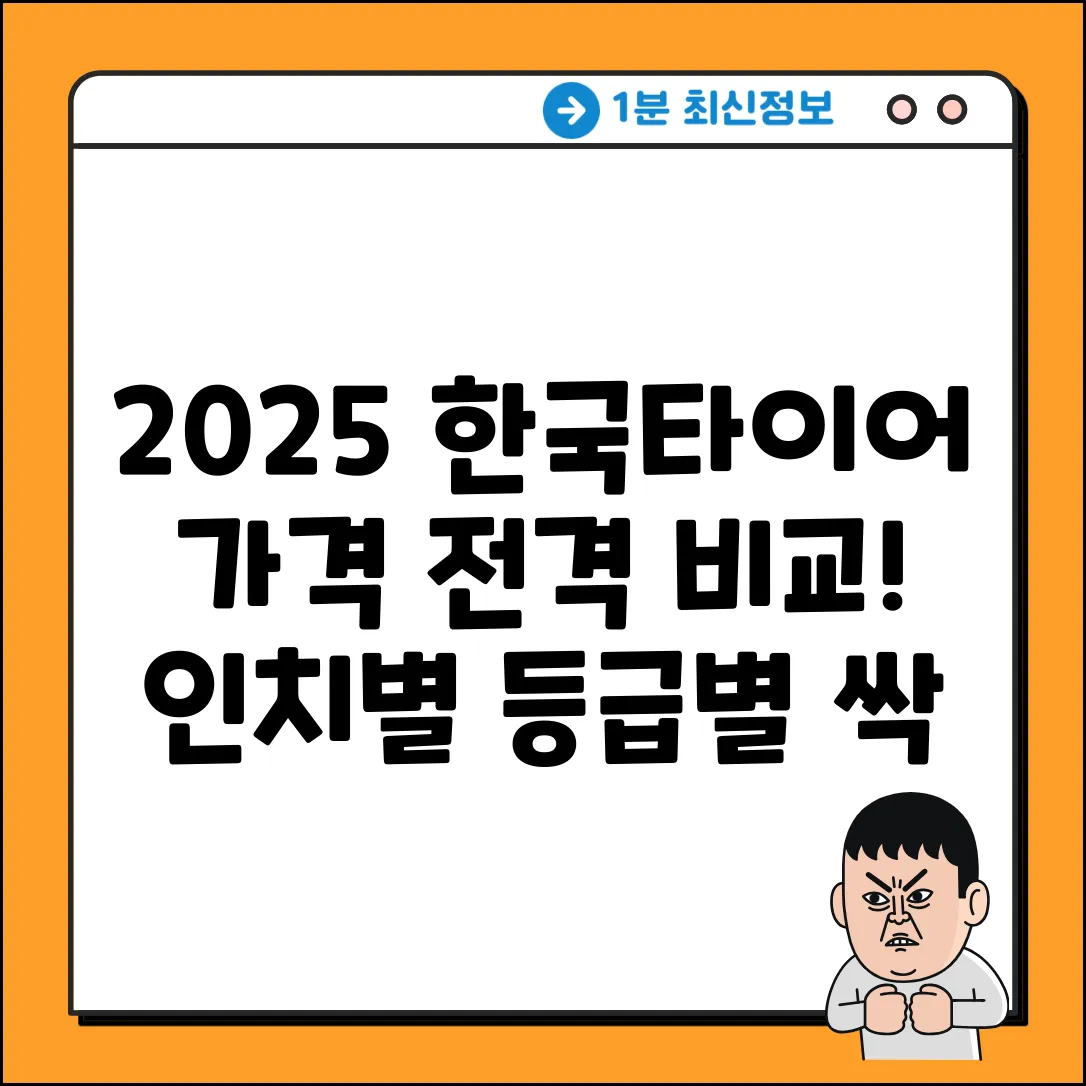 2025 한국타이어, 인치별 등급별 가격표 전격 비교!